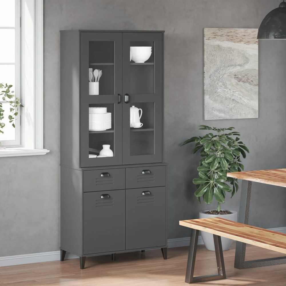 Komoda VIKEN, antracito pilka, 80x40x190cm, pušies masyvas