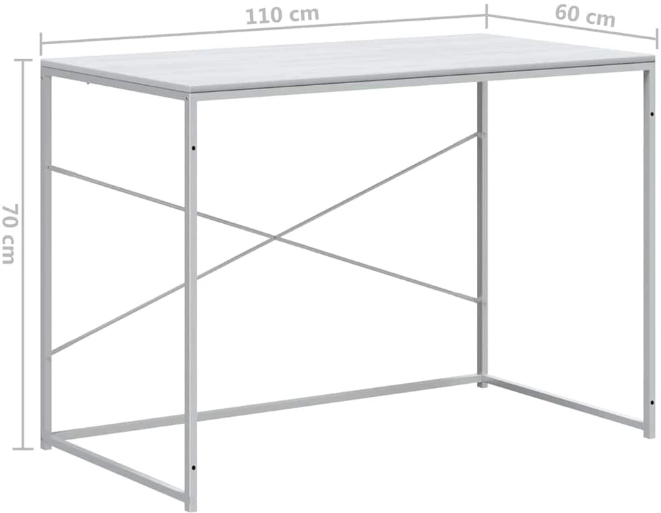 Kompiuterio stalas, baltas, 110x60x70cm, apdirbta mediena