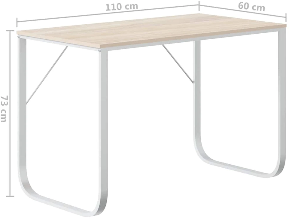 Kompiuterio stalas, baltos ir ąžuolo spalvos, 110x60x73cm, MDP