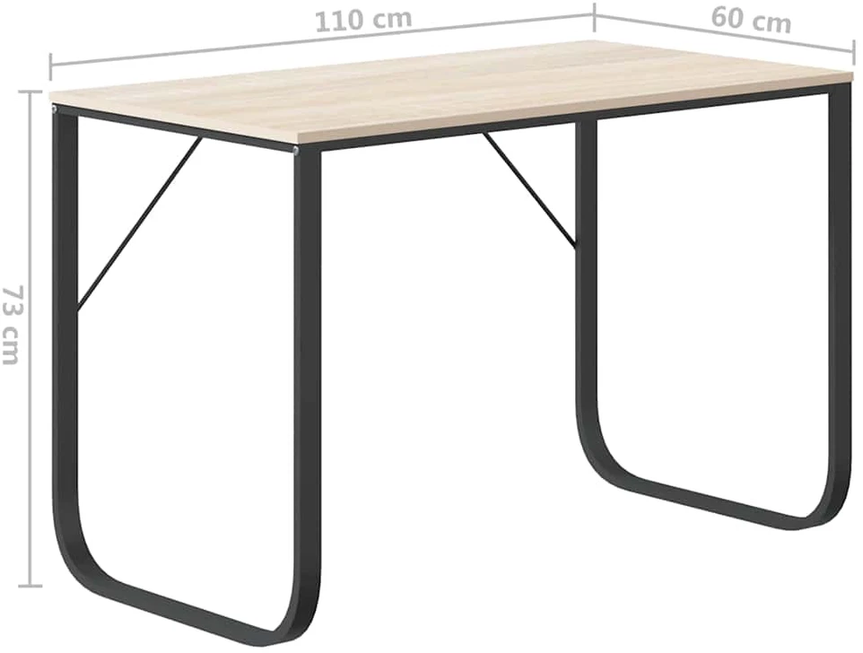 Kompiuterio stalas, juodos ir ąžuolo spalvos, 110x60x73cm, MDP