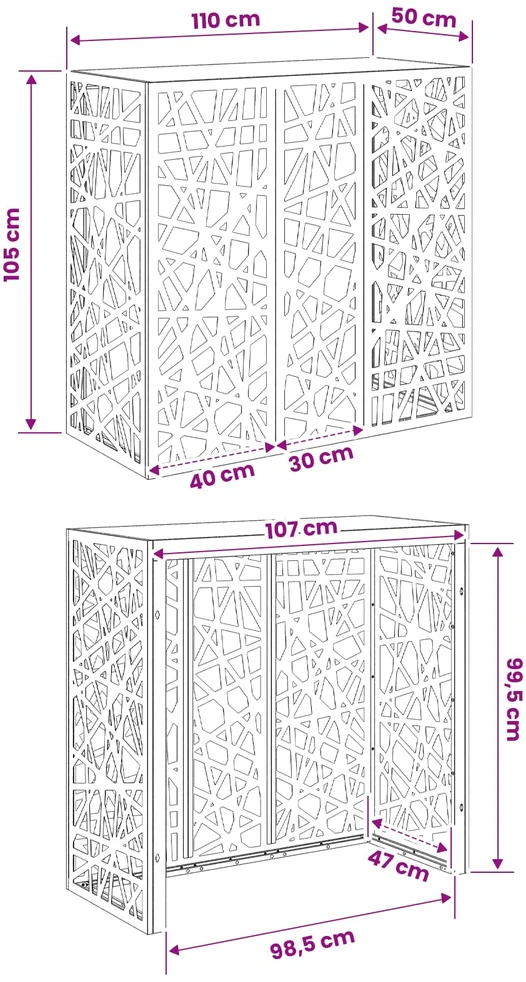 Kondicionierių uždangalas Juoda 110 x 50 x 105 cm Plienas