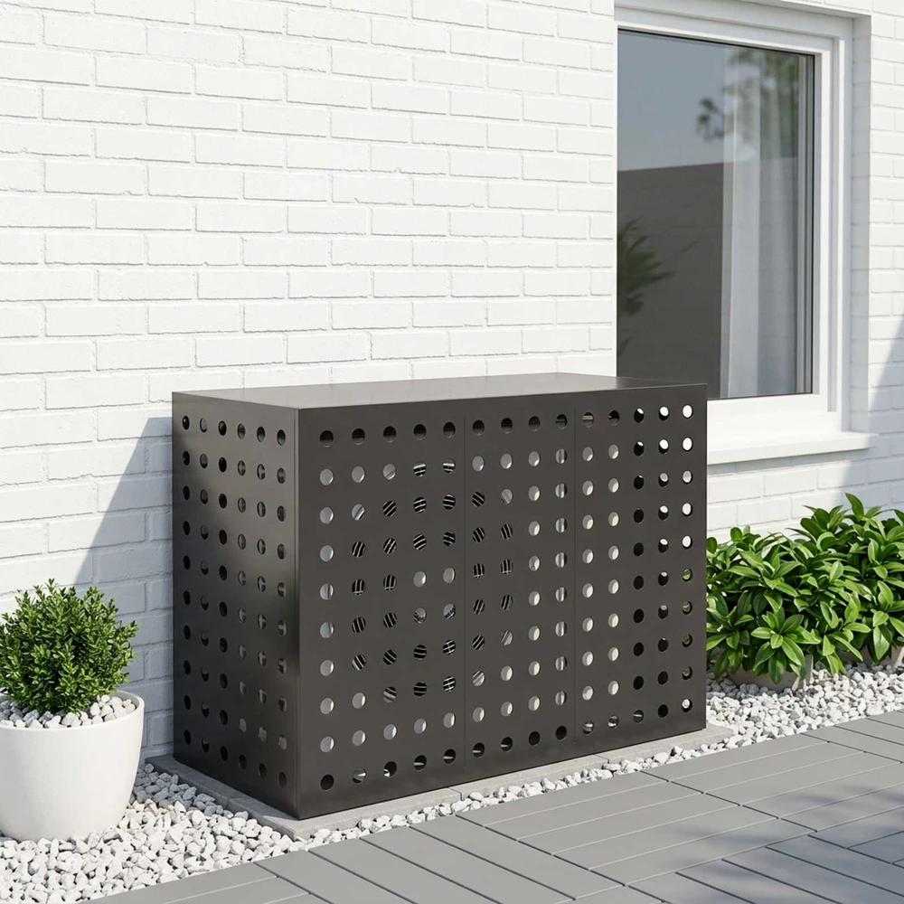 Kondicionierių uždangalas Juoda 110 x 50 x 80 cm Plienas