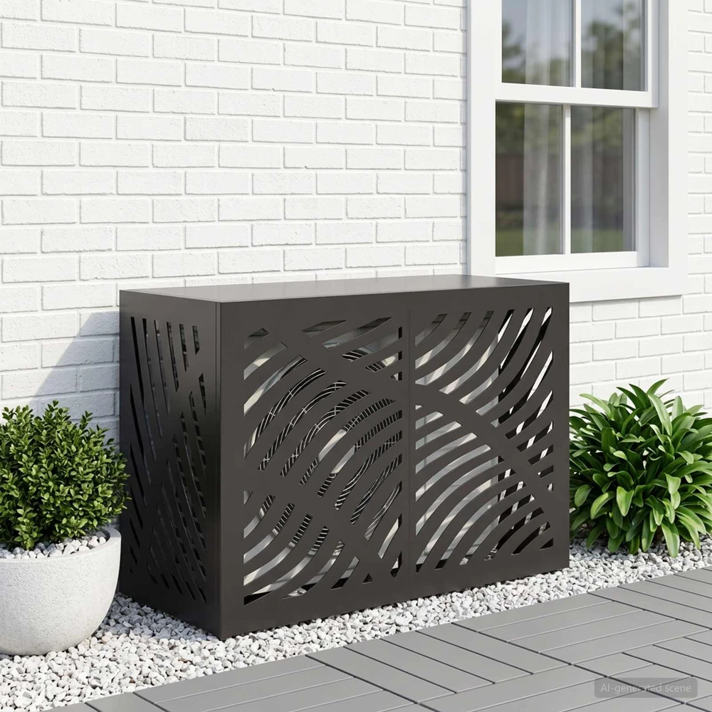 Kondicionierių uždangalas Juoda 90 x 40 x 60 cm Plienas