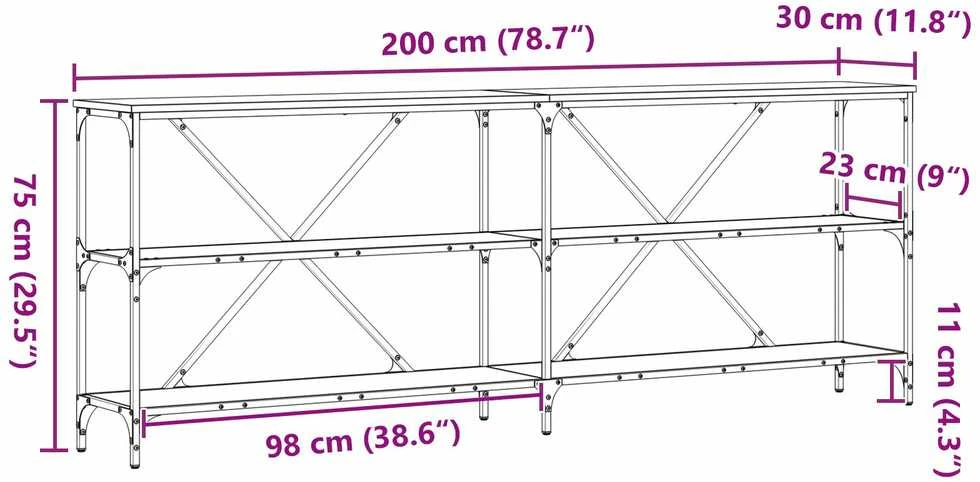 Konsolinis stalas Senas medis 200 x 30 x 75 cm Apdirbta mediena