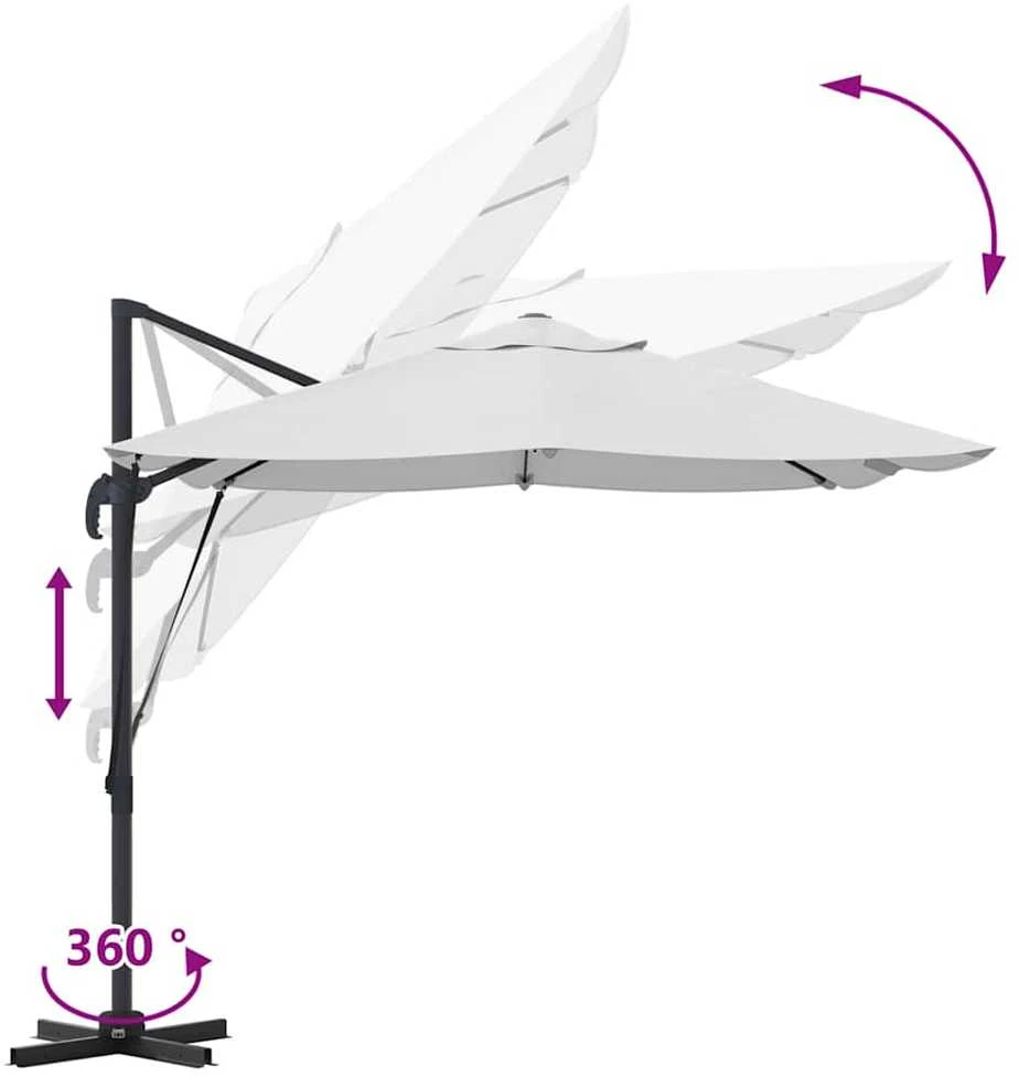 Skėtis nuo saulės 351 x 250 x 260 cm Poliesteris ir aliuminis