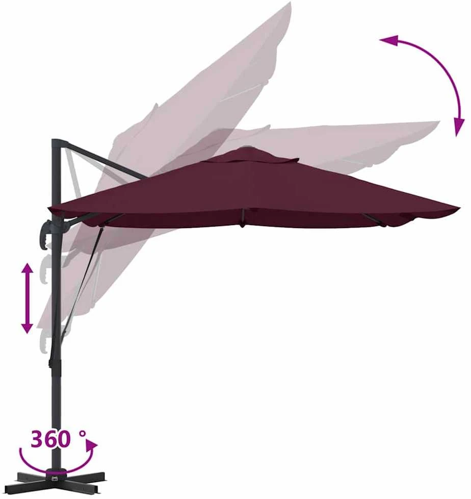 Skėtis nuo saulės 351 x 250 x 260 cm Poliesteris ir aliuminis