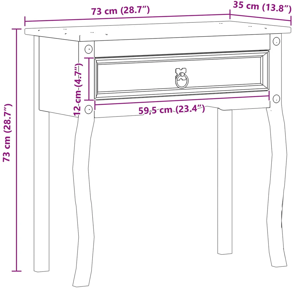 Konsolės stalas Balta 73 x 35 x 73 cm Kietos pušies mediena
