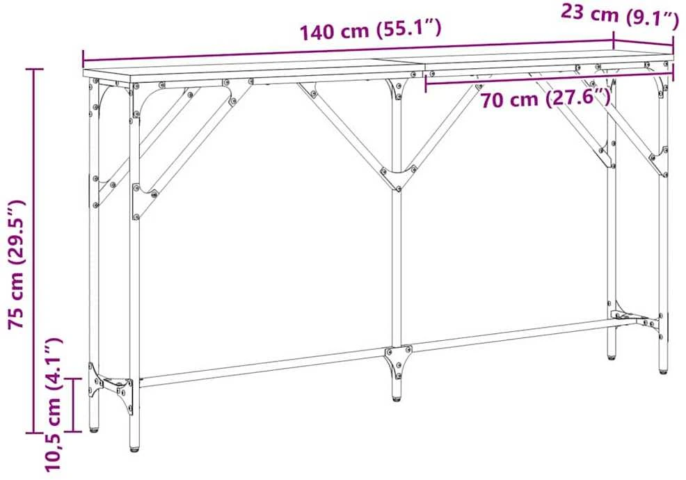 Konsolinis stalas Senovinis medis 140 x 23 x 75 cm