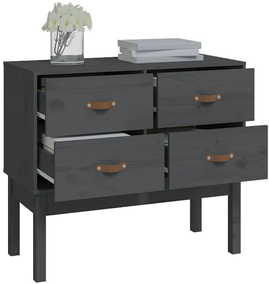 Konsolinė spintelė, pilka, 90x40x78cm, pušies medienos masyvas