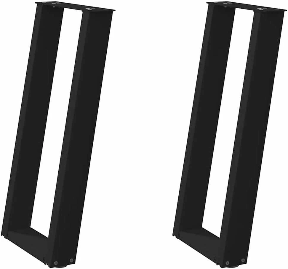 Konsolinio staliuko kojelės, U formos, 2 vnt., juodos, 38x(72-73) cm, plienas