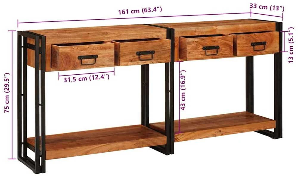 Konsoliniai staliukai 2 vnt. Ruda 161 x 33 x 75 cm