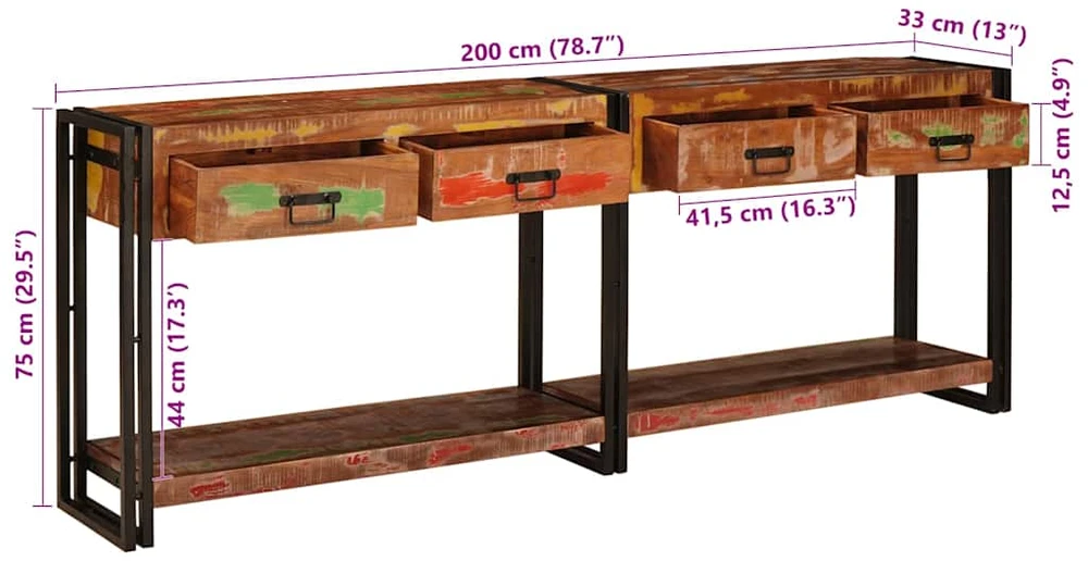 Konsoliniai staliukai 2 vnt. Įvairiaspalvis 200 x 33 x 75 cm
