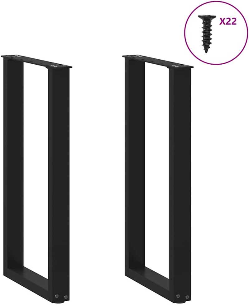 Kavos staliuko kojelės, U formos, 2 vnt., juoda, 38x(72-73) cm
