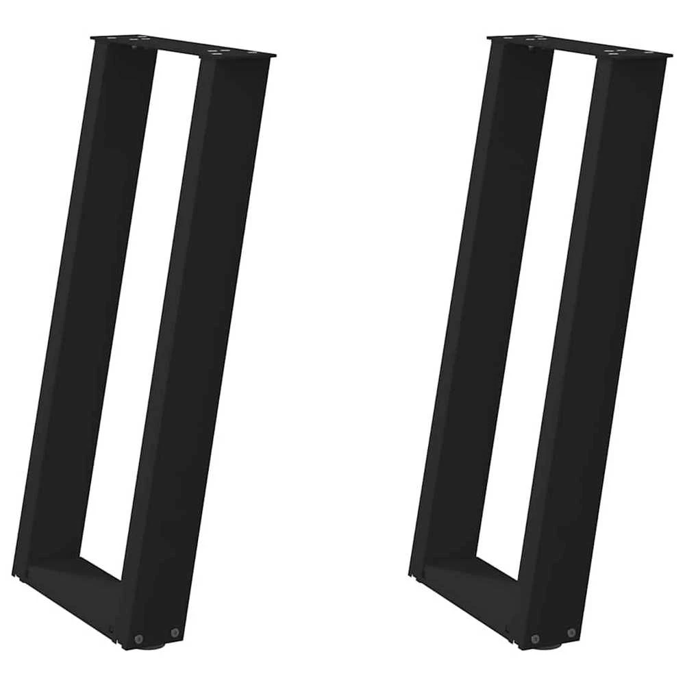 Konsolinio staliuko kojelės, U formos, 2 vnt., juodos, 38x(72-73) cm, plienas