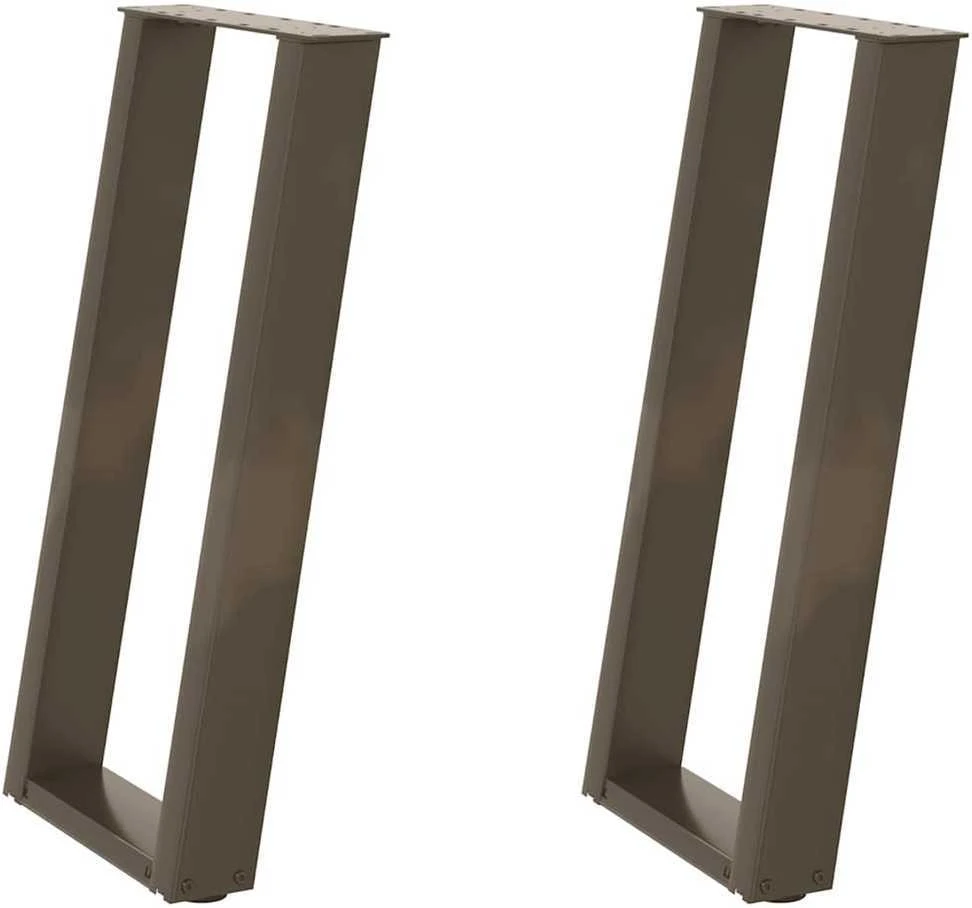 Konsolinio stalo kojelės, U formos, 2 vnt., natūralus plienas, 38x(72-73) cm, plienas