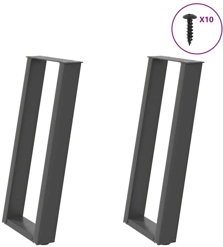 Konsolinio stalo kojelės, U formos, 2 vnt., antracito spalvos, 28x(72-73) cm, plienas