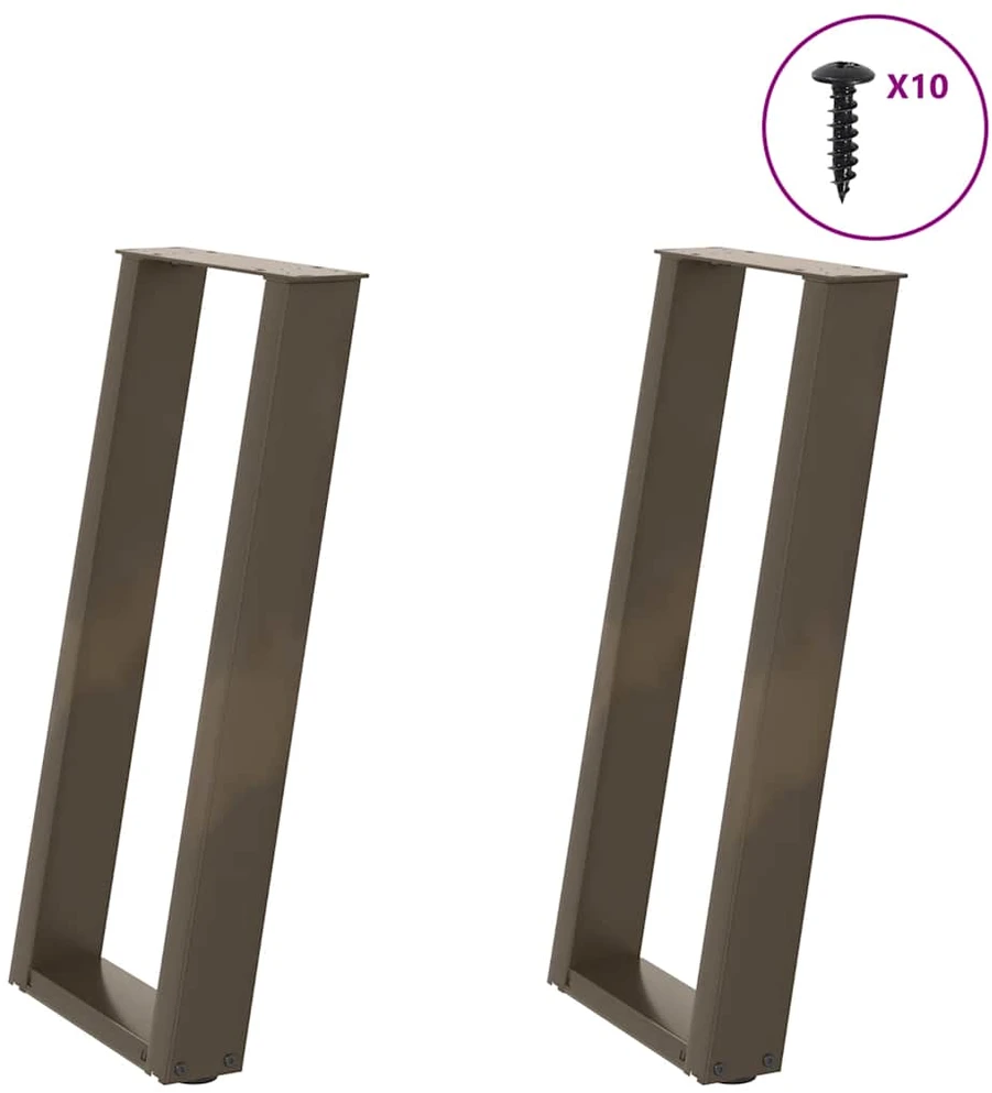 Konsolinio stalo kojelės, U formos, 2 vnt., natūralus plienas, 28x(72-73) cm, plienas