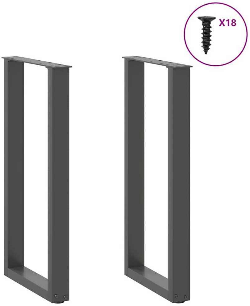 Konsolinio stalo kojelės, U formos, 2 vnt., antracito spalvos, 28x(72-73) cm, plienas