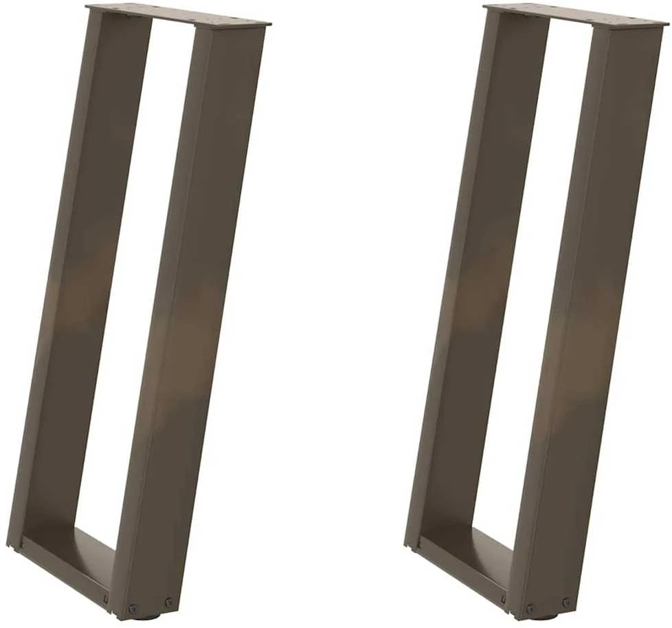 Konsolinio stalo kojelės, U formos, 2 vnt., natūralus plienas, 28x(72-73) cm, plienas