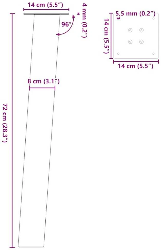 Konsolinio stalo kojos, 4 vnt., juodos, 72 cm, plienas