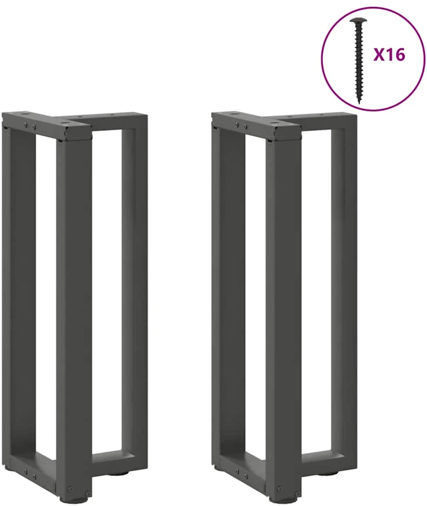 Konsolinio stalo kojos, T formos, 2 vnt., antracito spalvos, 25x28x(72-73) cm, plienas