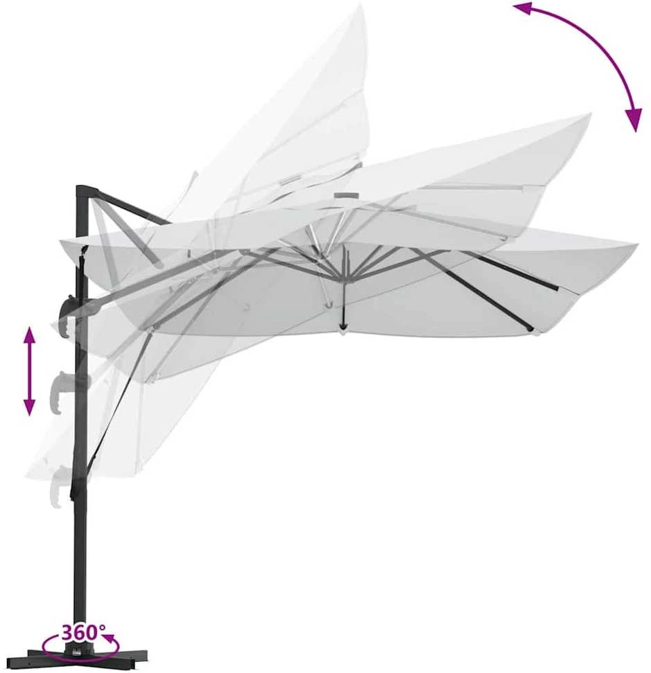 Skėtis nuo saulės 352 x 251 x 265 cm Poliesteris ir aliuminis