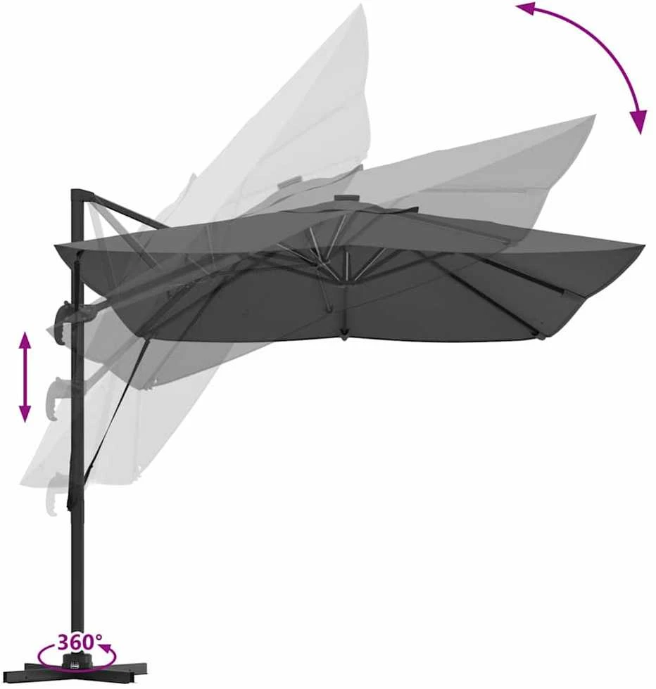 Skėtis nuo saulės 352 x 251 x 265 cm Poliesteris ir aliuminis