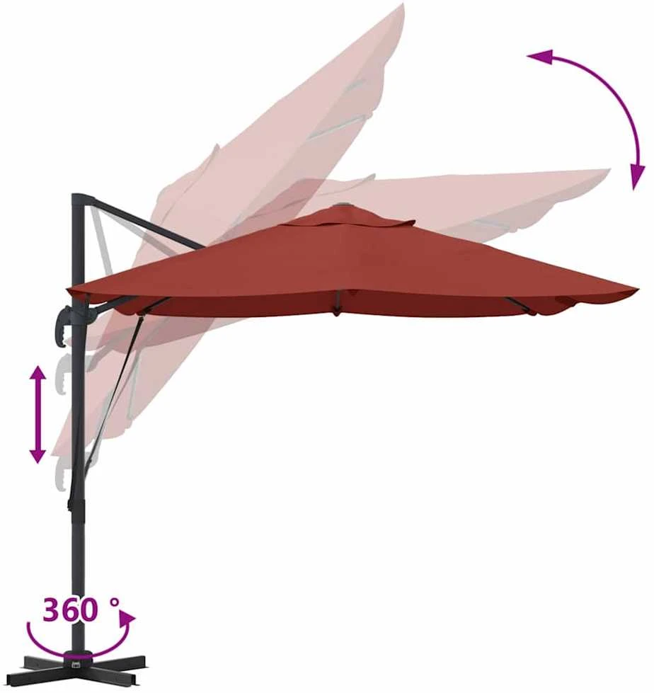 Skėtis nuo saulės 351 x 250 x 260 cm Poliesteris ir aliuminis