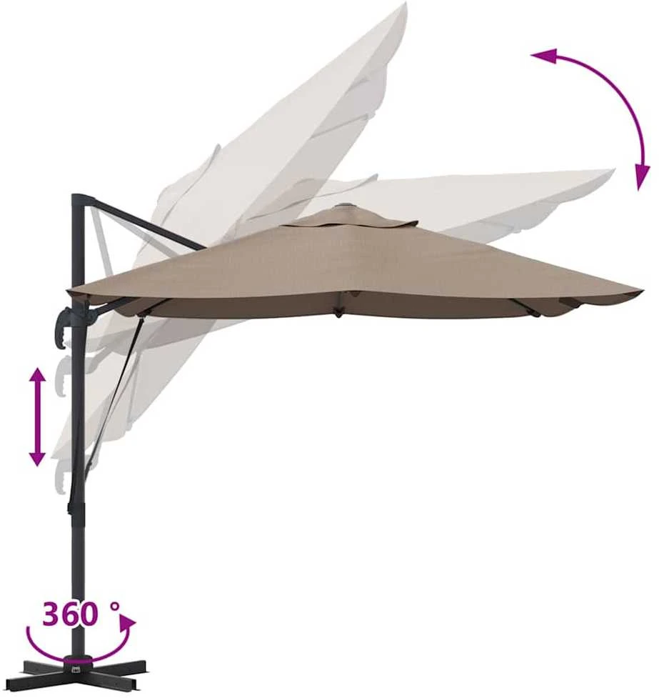 Skėtis nuo saulės 351 x 250 x 260 cm Poliesteris ir aliuminis