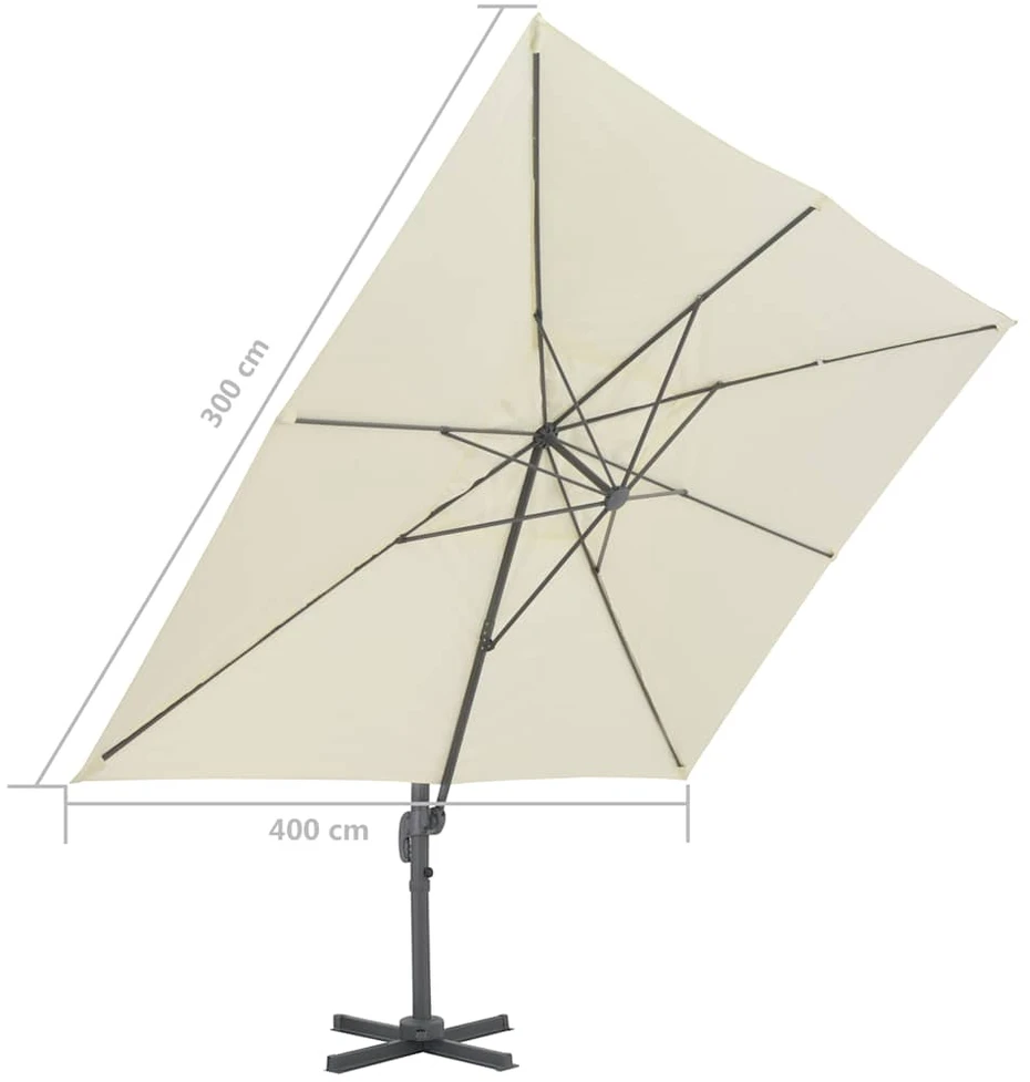 Gembinis sodo skėtis su aliuminio stulpu, smėlio, 400x300cm