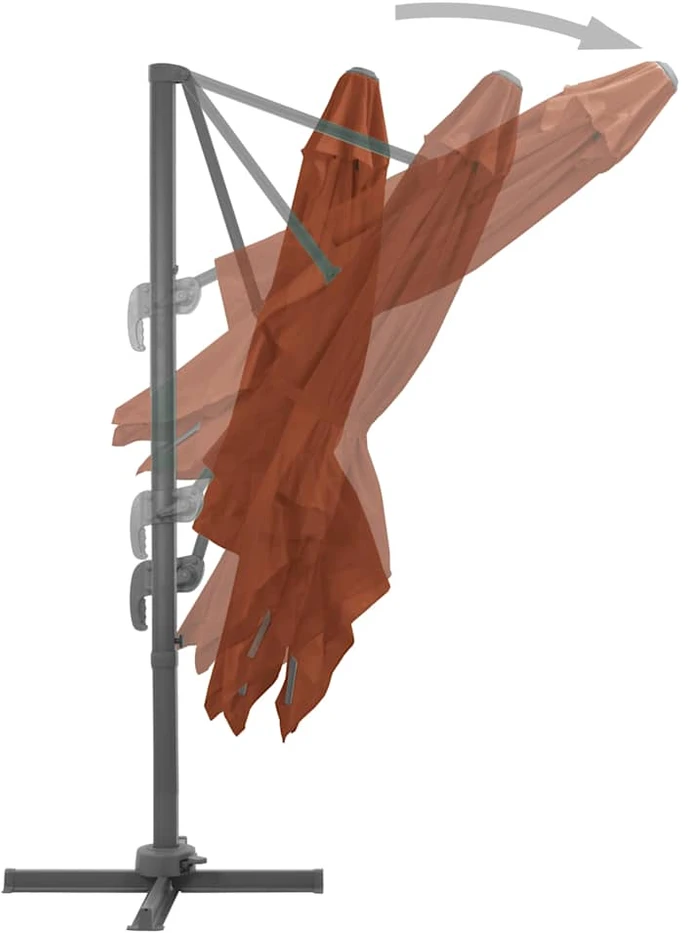 Gembinis sodo skėtis su aliuminio stulpu, terakota, 400x300cm