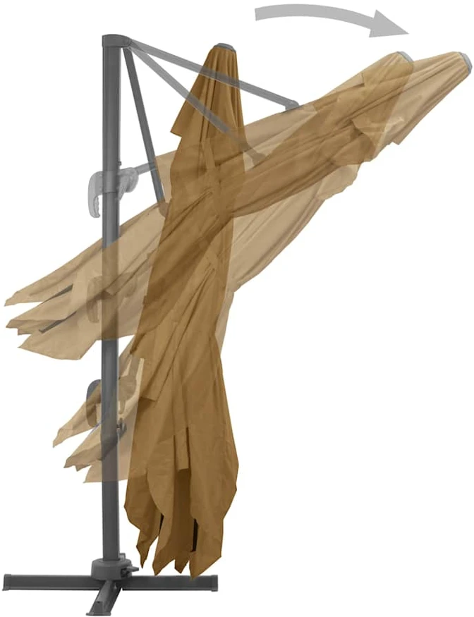 Gembinis sodo skėtis su aliuminio stulpu, taupe, 400x300cm