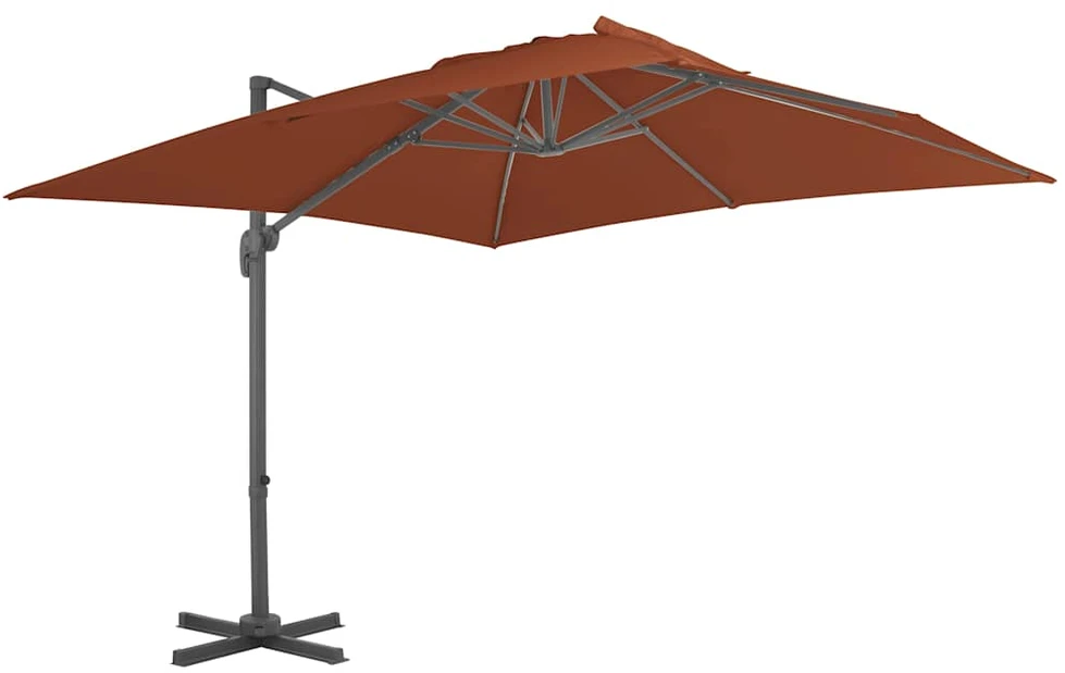 Gembinis sodo skėtis su aliuminio stulpu, terakota, 400x300cm