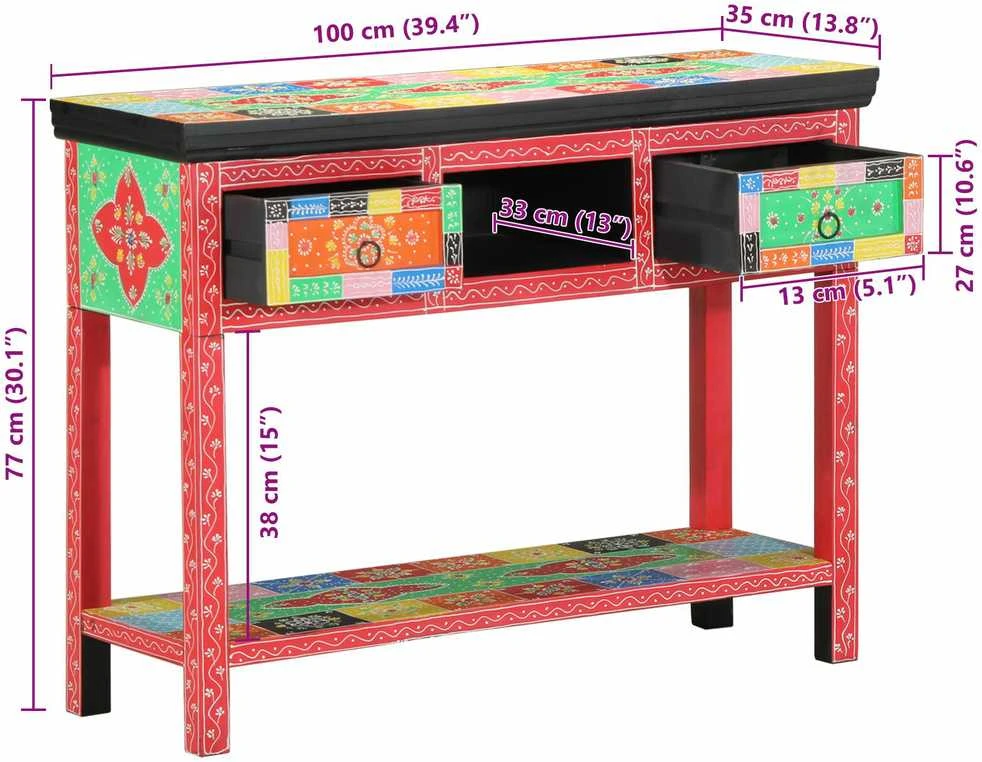 Konsolinis stalas su stalčių Įvairiaspalvis 100 x 30 x 77 cm