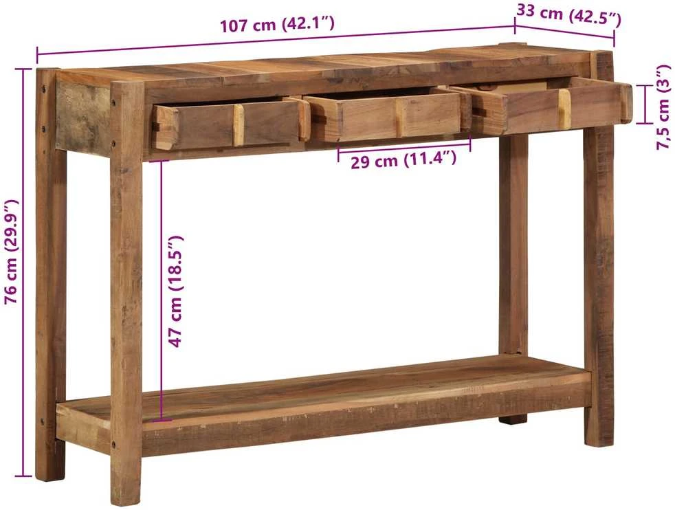 Konsolinis stalas Ruda 107 x 33 x 76 cm Kietas atkurtas medis