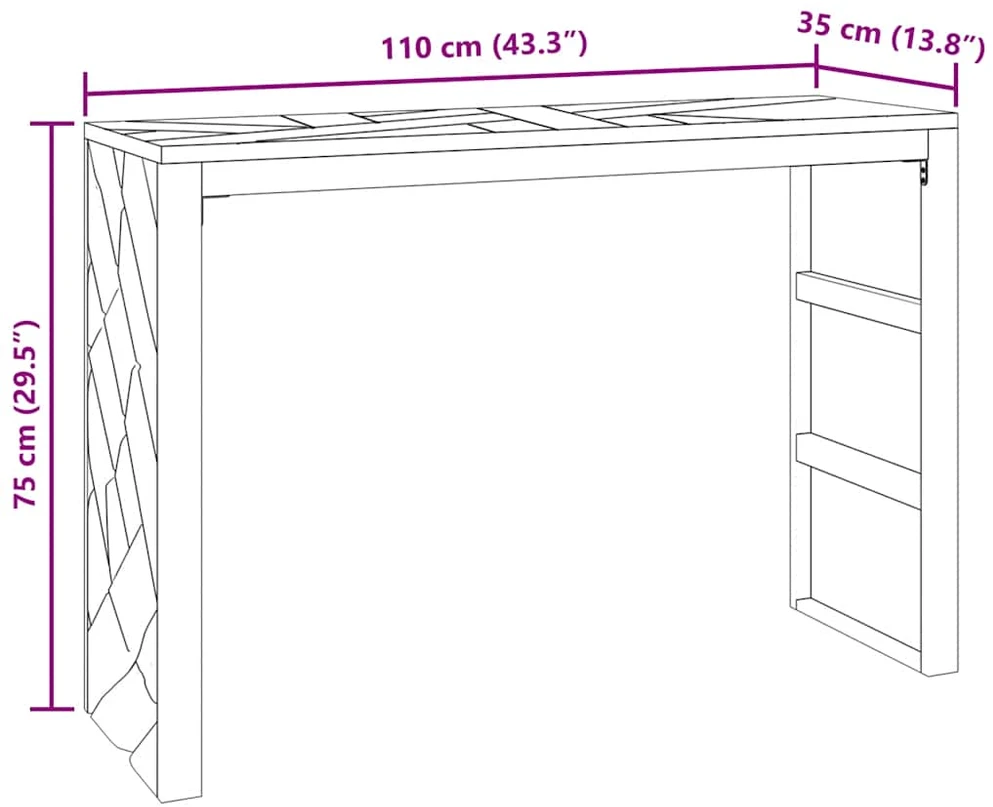 konsolinis stalas 110x35x75 cm medžio masyvo tiko