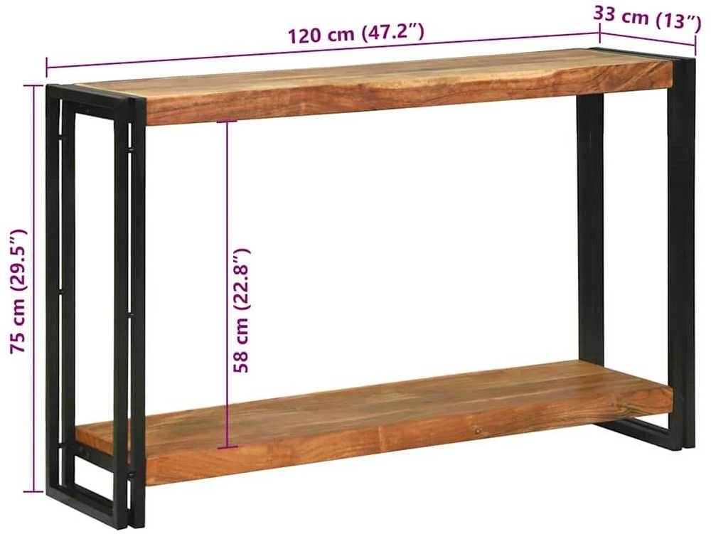 Konsolinis stalas Ruda 120 x 33 x 75 cm Kietos akacijos mediena