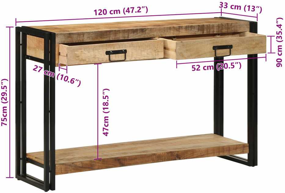 Konsolinis stalas Ruda 120 x 33 x 75 cm Kietas mango medis