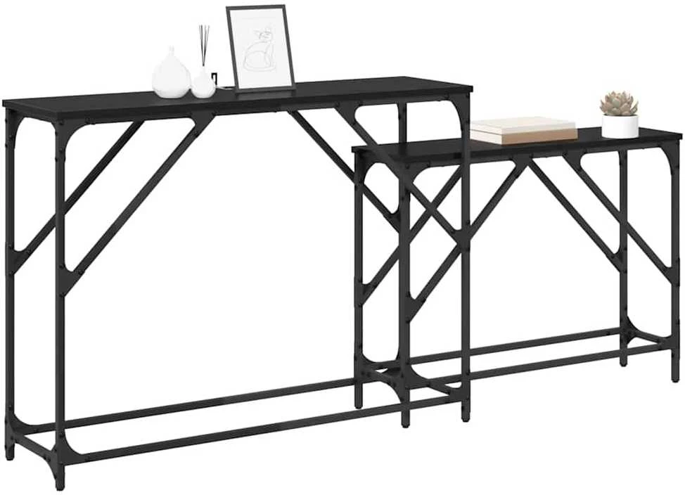 Konsolinis stalas 2 vnt. Juodas ąžuolas 100 x 28 x 75 cm