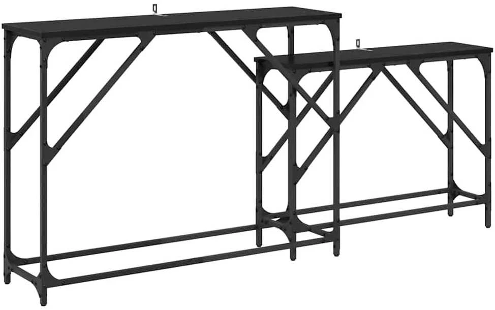 Konsolinis stalas 2 vnt. Juodas ąžuolas 100 x 28 x 75 cm
