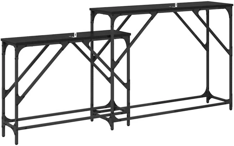 Konsolinis stalas 2 vnt. Juodas ąžuolas 100 x 28 x 75 cm