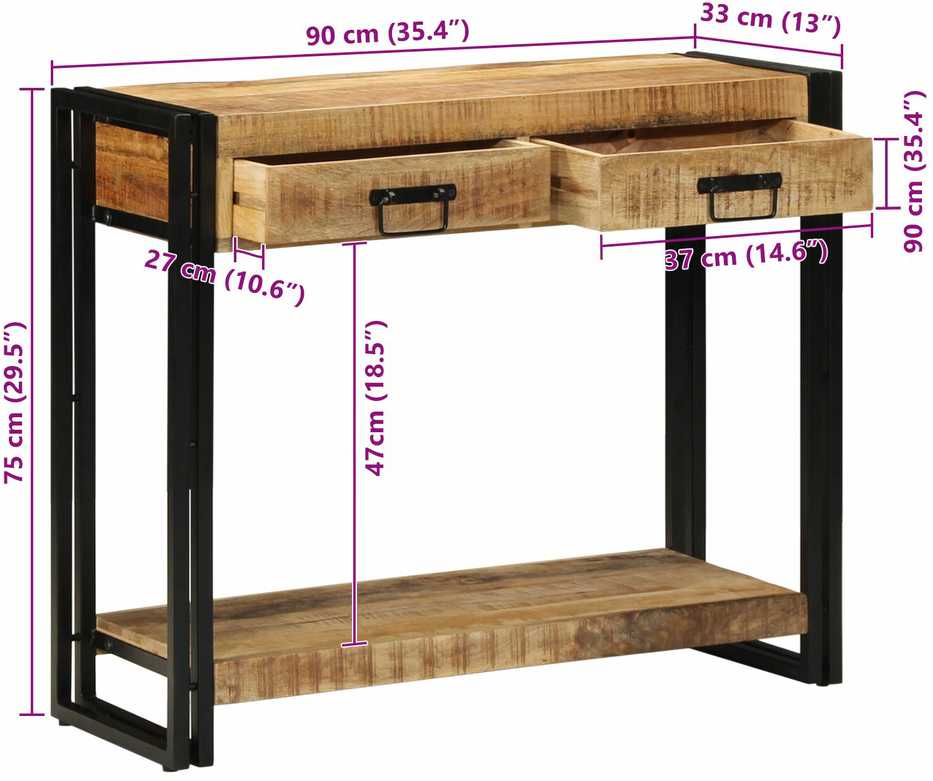 Konsolinis stalas Ruda 90 x 33 x 75 cm Kietas mango medis
