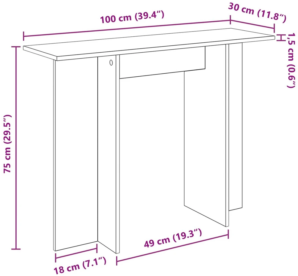 Konsolinis stalas Balta 100 x 30 x 75 cm Apdirbta mediena