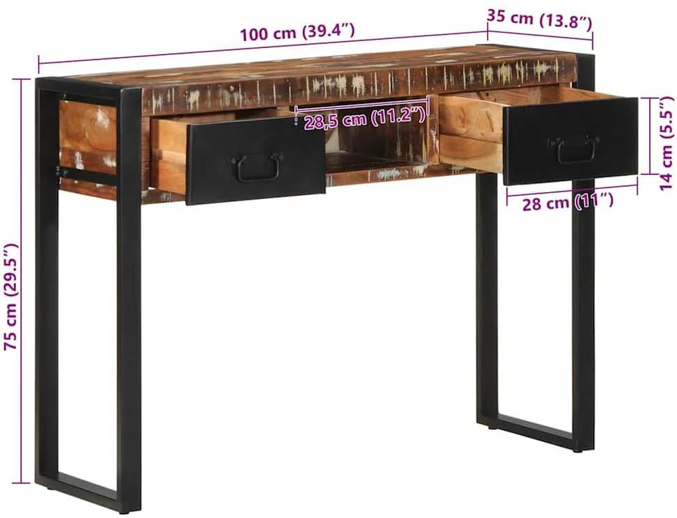 konsolinis stalas daugiaspalvis 100x35x75 cm