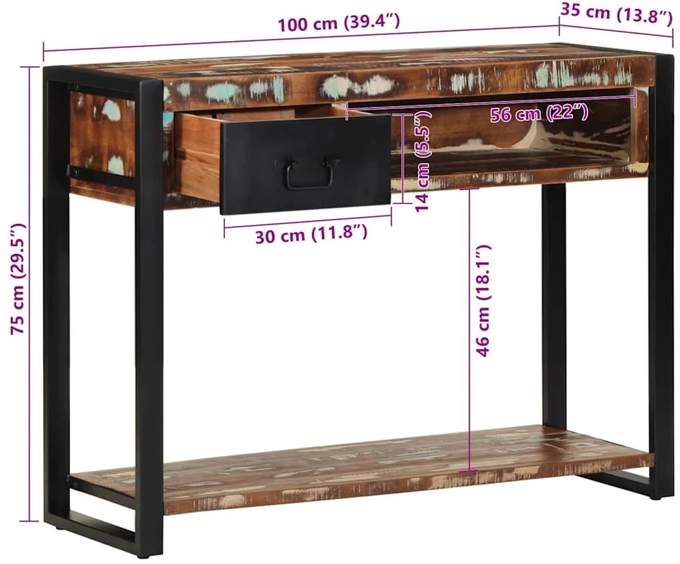 konsolinis stalas daugiaspalvis 100x35x75 cm