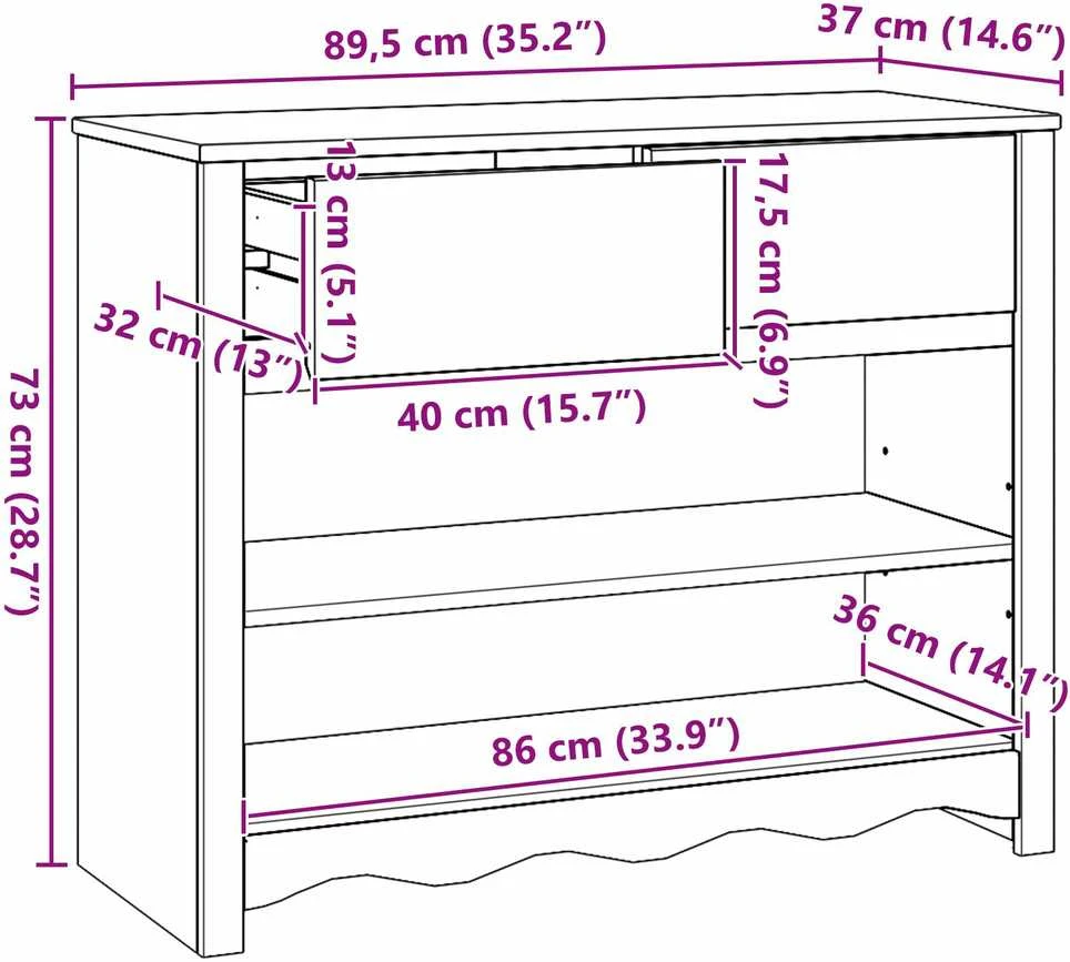 Konsolinis stalas su stalčių Drammen Balta 89,5 x 37 x 73 cm