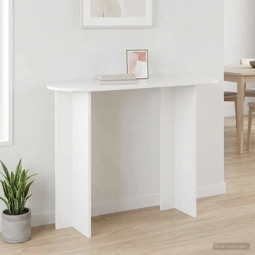 Konsolinis stalas Itin blizgi balta 100 x 39,5 x 75 cm