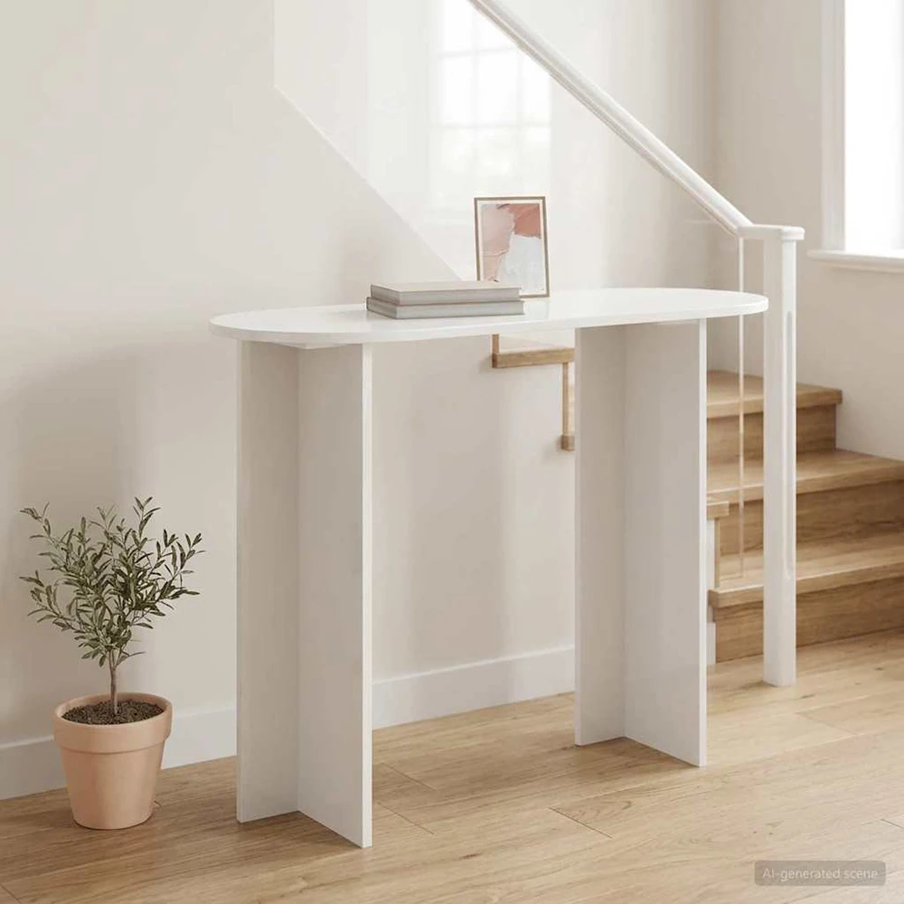 Konsolinis stalas Itin blizgi balta 100 x 39,5 x 75 cm