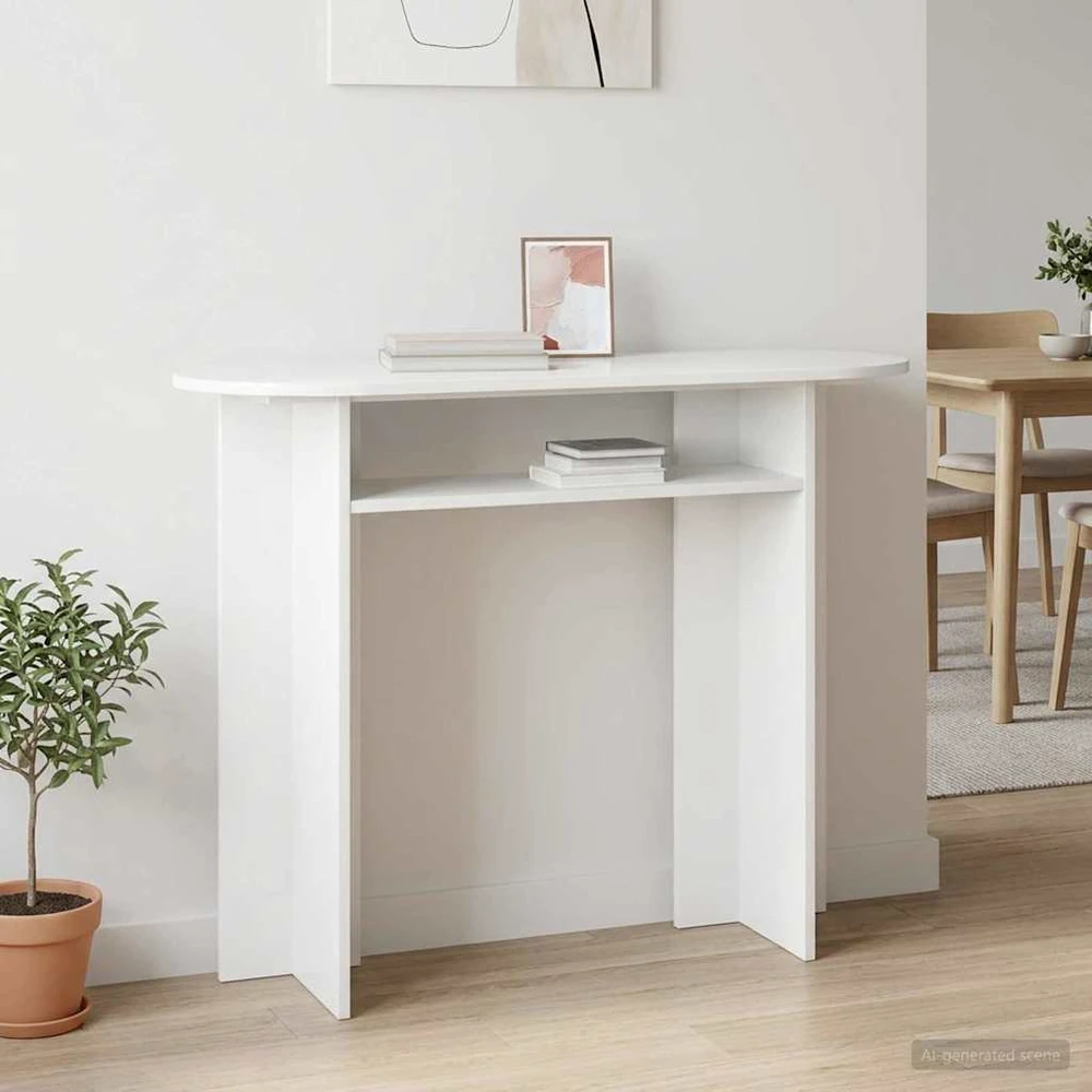 Konsolinis stalas Itin blizgi balta 100 x 39,5 x 75 cm