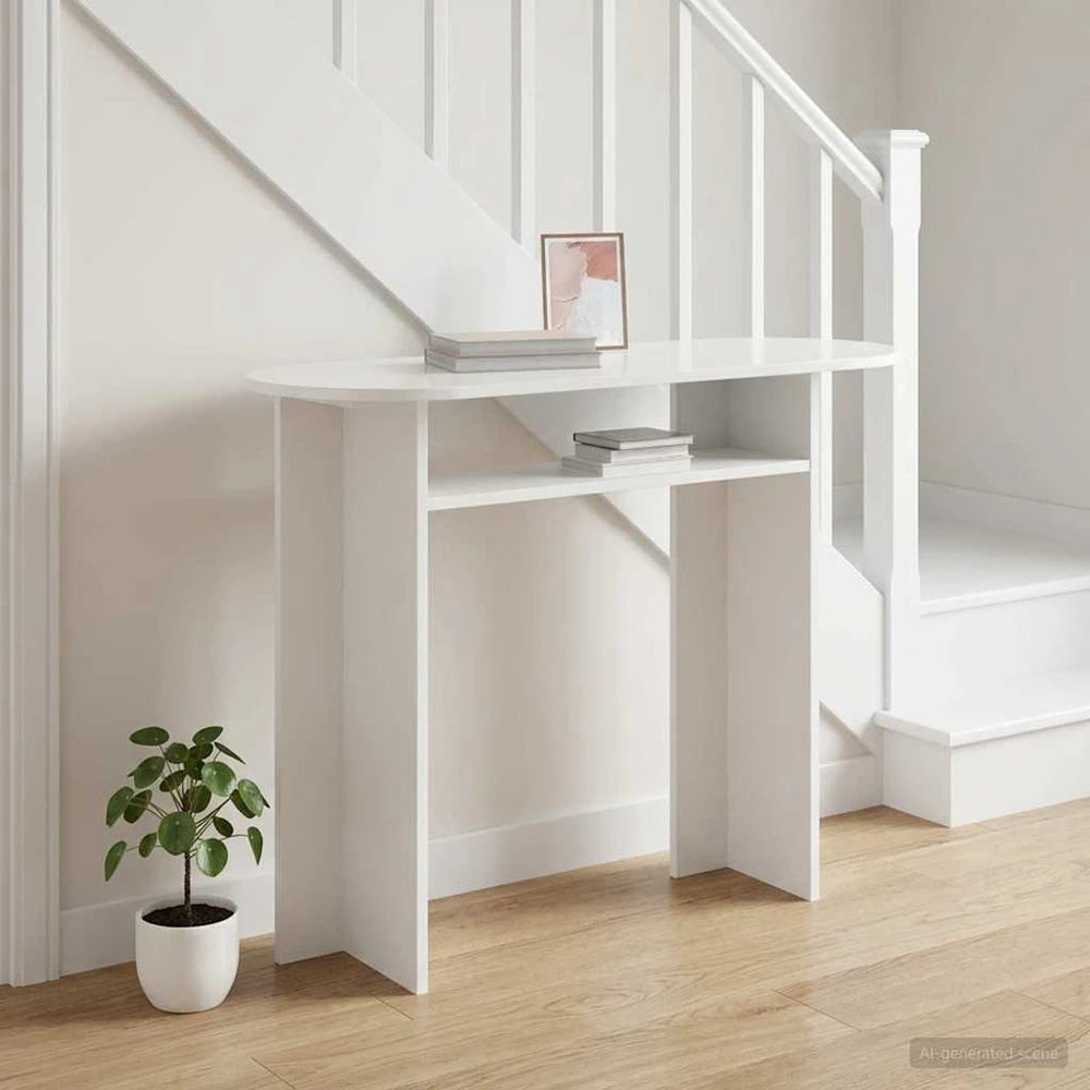 Konsolinis stalas Itin blizgi balta 100 x 39,5 x 75 cm